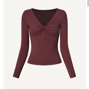 OGL Merino Wool Blend Front Twist Long Sleeves Top